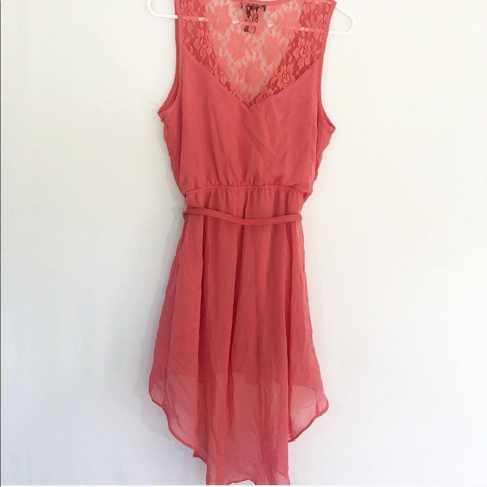 PAPERDOLL  HI LOW CORAL LACE DRESS - Picture 6 of 6